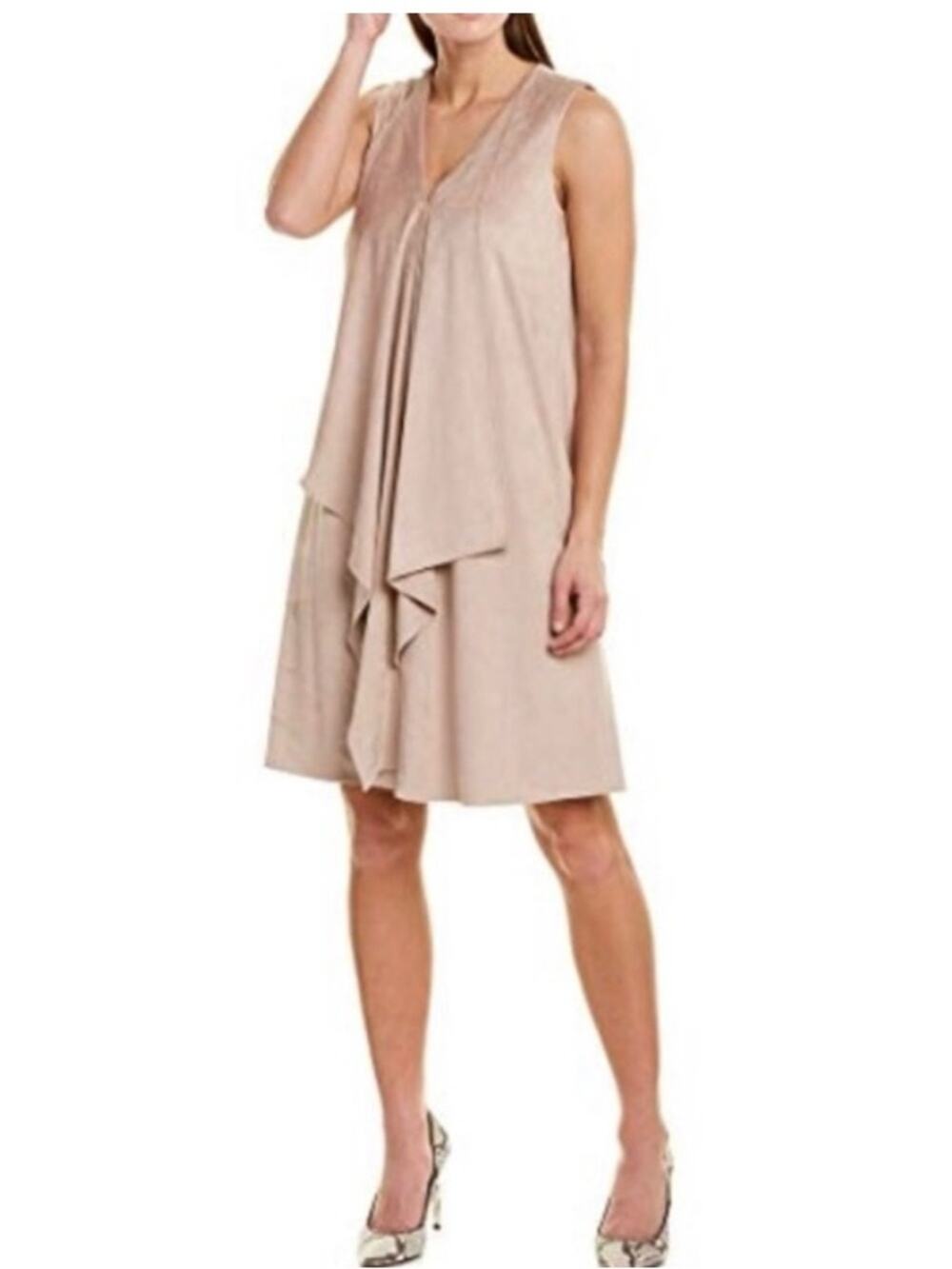 NWT Anne Klein pink faux suede A line dress size small S B143